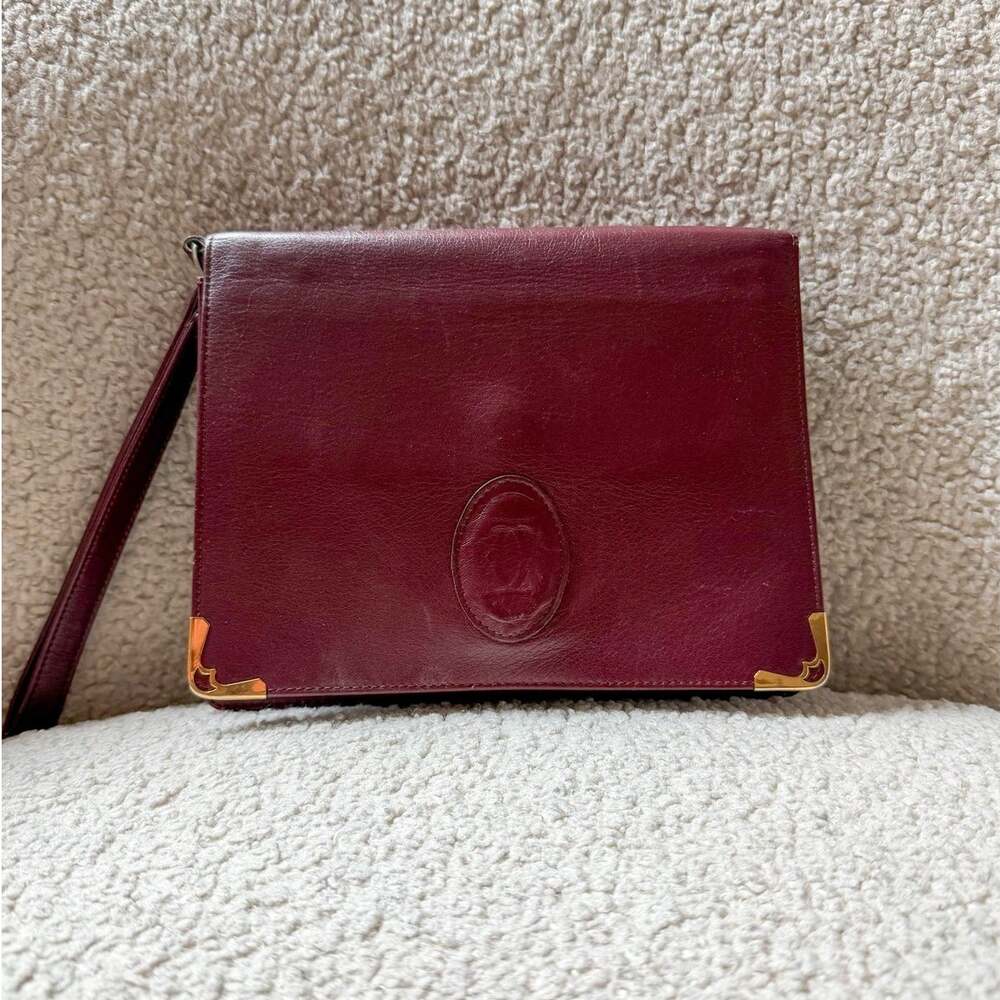 CARTIER Classic Burgundy and Gold Clutch